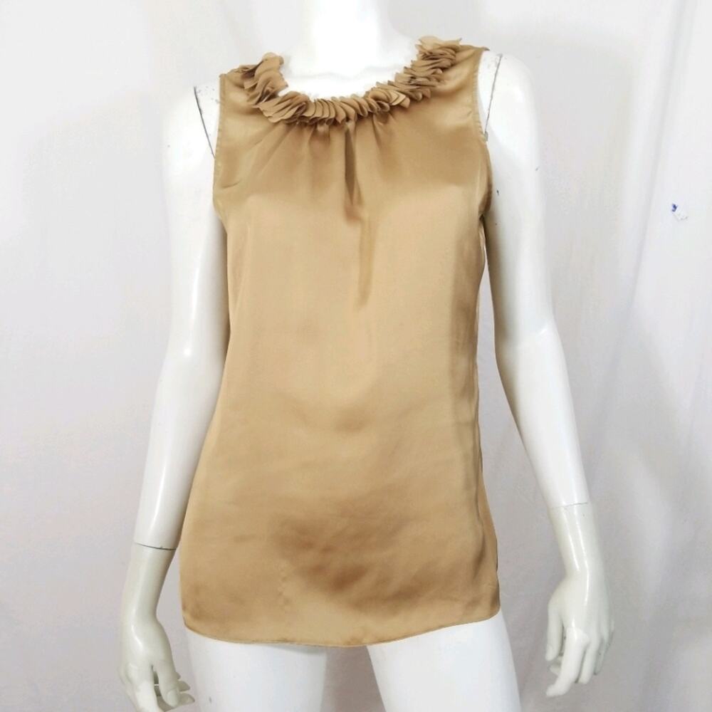 Anne Klein gold origami cami satiny dress tank top